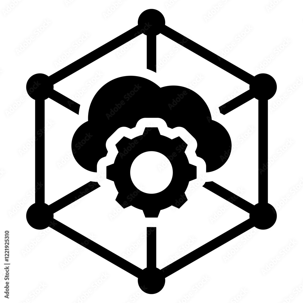 Poster edge computing solid black icon