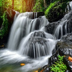 Fototapeta premium Embracing the Beauty of Nature's Symphony..Where Trees Whisper, Flowers Bloom, and Birds Sing