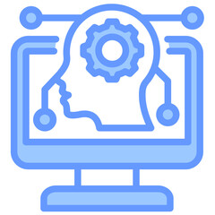 Cognitive Computing Lineal Blue Icon