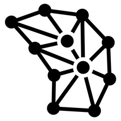 Neural Network Solid Black Icon