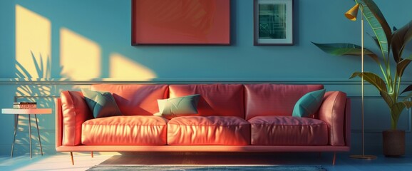 interior with sofa. 3d illustration