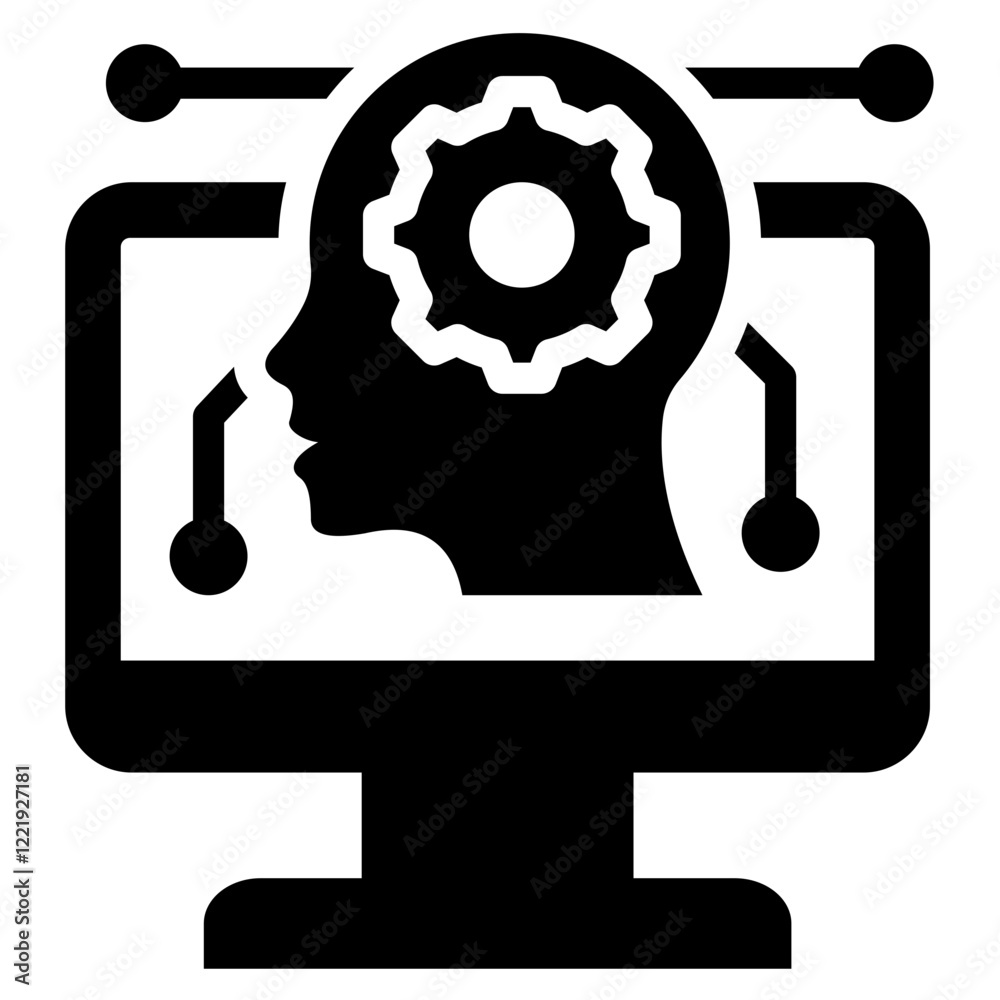 Poster cognitive computing solid black icon