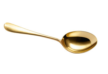 Golden Spoon Isolated on Transparent PNG Background.