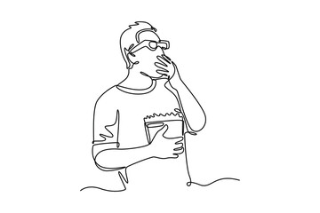 Movie theater concept. Single line draw design vector graphic illustration.