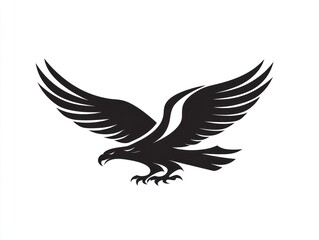 Obraz premium Black Eagle Soaring Majestically With Wings Spread Wide