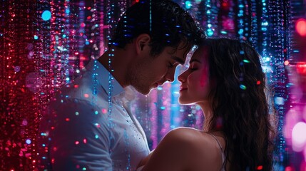 Couple Embracing with Longing Eyes Thailand High Fidelity Content Romantic Environment Close-Up View Love Concept