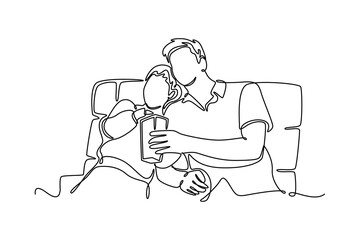 Movie theater concept. Single line draw design vector graphic illustration.