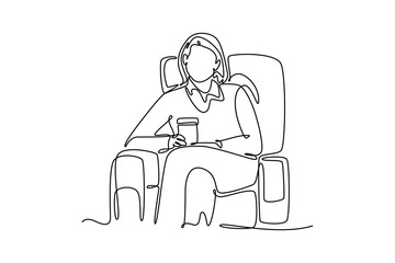 Movie theater concept. Single line draw design vector graphic illustration.