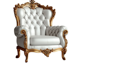 Throne chair on a transparent or white background.