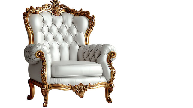 Ornate royal throne chair, velvet gold king seat, medieval fantasy furniture, transparent background, luxury power symbol, game of thrones style, majestic coronation.
