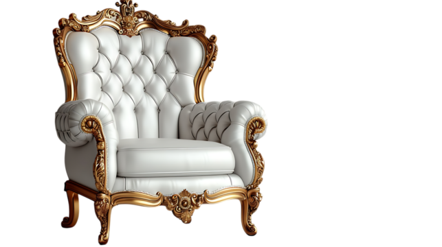 Throne chair on a transparent or white background.
