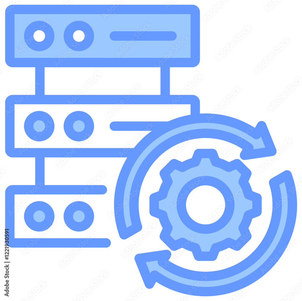 Poster data synchronization lineal blue icon