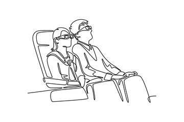 Movie theater concept. Single line draw design vector graphic illustration.