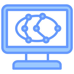 System Simulation Lineal Blue Icon