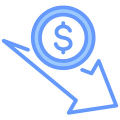Cost Reduction Lineal Blue Icon