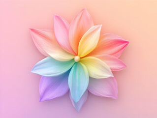 Fototapeta premium Pastel Rainbow 3D Flower Illustration