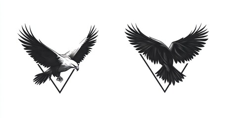 Obraz premium Two Eagles In Flight Artistic Renderings