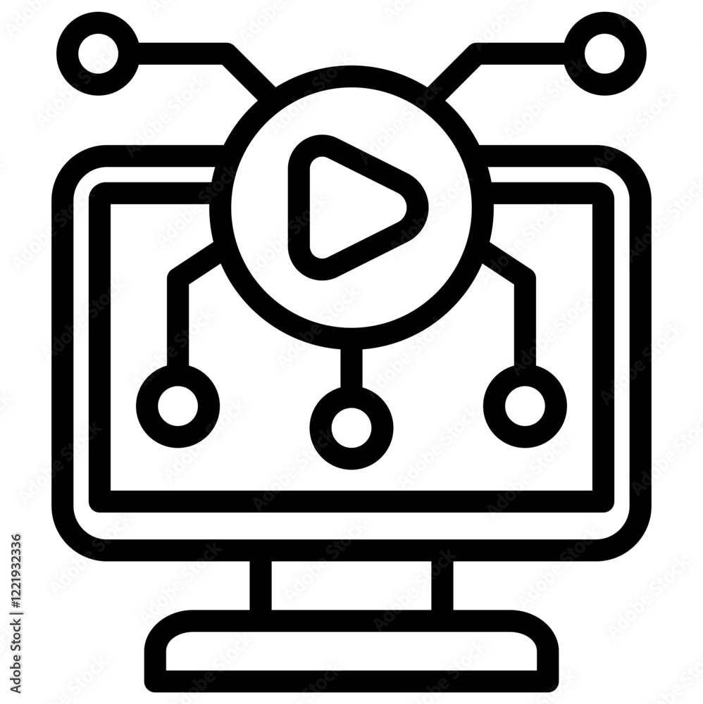 Poster digital simulation outline icon