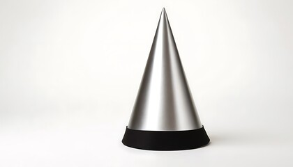 Fototapeta premium A 3D rendering of a party hat with gold and silver accents, set against a clean white background.birthday cap floating or flying isolated white background,78645