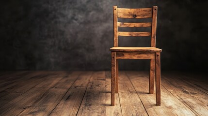 Wooden Chair on Rustic Floor Background