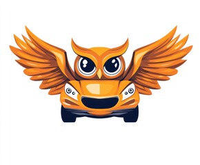 Obraz premium Orange Owl Car With Large Wings Flying