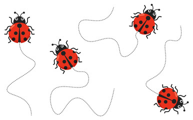 ladybug flying collection spring animal illustration sticker
