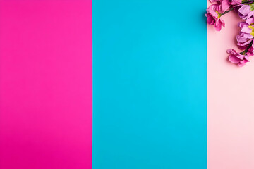 Obraz premium Pink Blue Background Illustration with Flowers