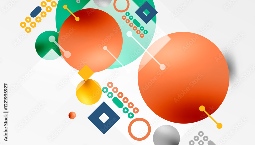Aufkleber minimalistic abstract vector design, layered geometric shapes circles, squares, and triangles with s