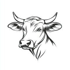 A stylized drawing of a cows head and horns