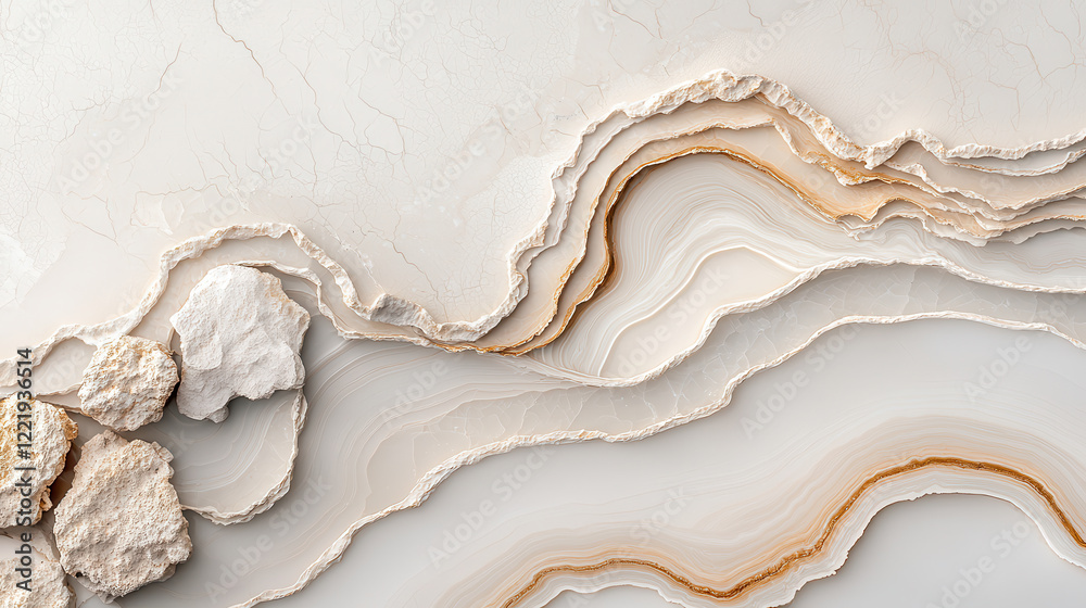 Aufkleber Soft cream toned marble texture with layered patterns and natural stone elements, creating elegant and serene atmosphere. Ideal for backgrounds and design projects
