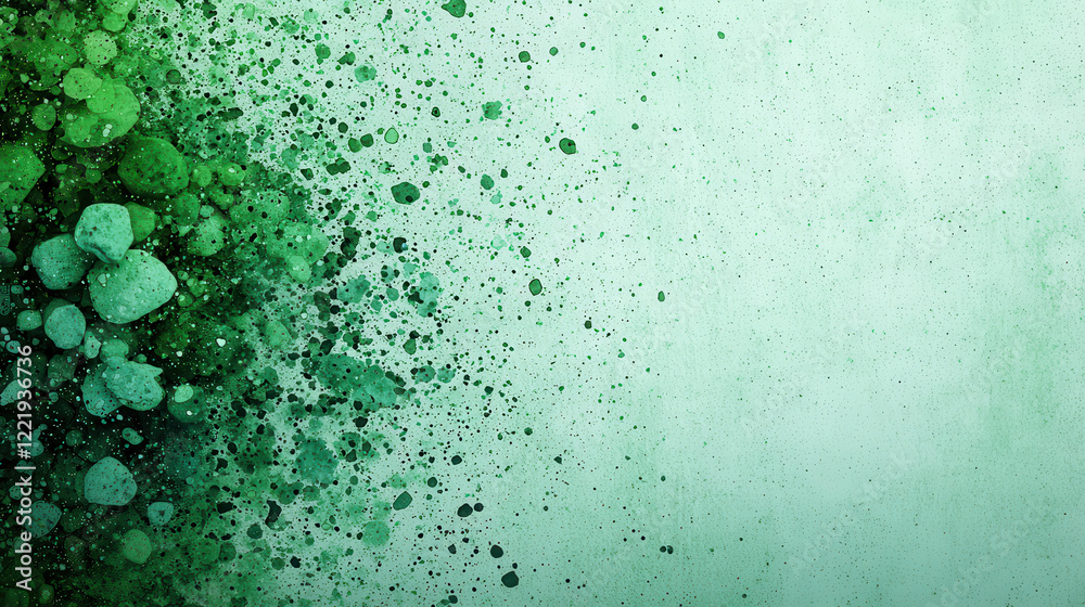Aufkleber Soft green watercolor style background with splashes and textures, creating calming and serene atmosphere. Ideal for various design projects