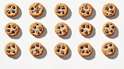 Chocolate Chip Cookies on White Background