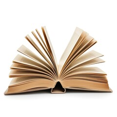Fototapeta premium An open book displaying its pages, symbolizing knowledge and reading. isolated on white background