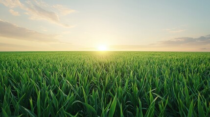 Serene Sunset over Lush Green Field