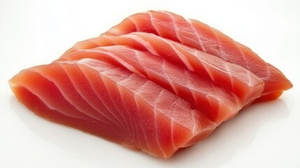 Fresh Tuna Slices on a White Background