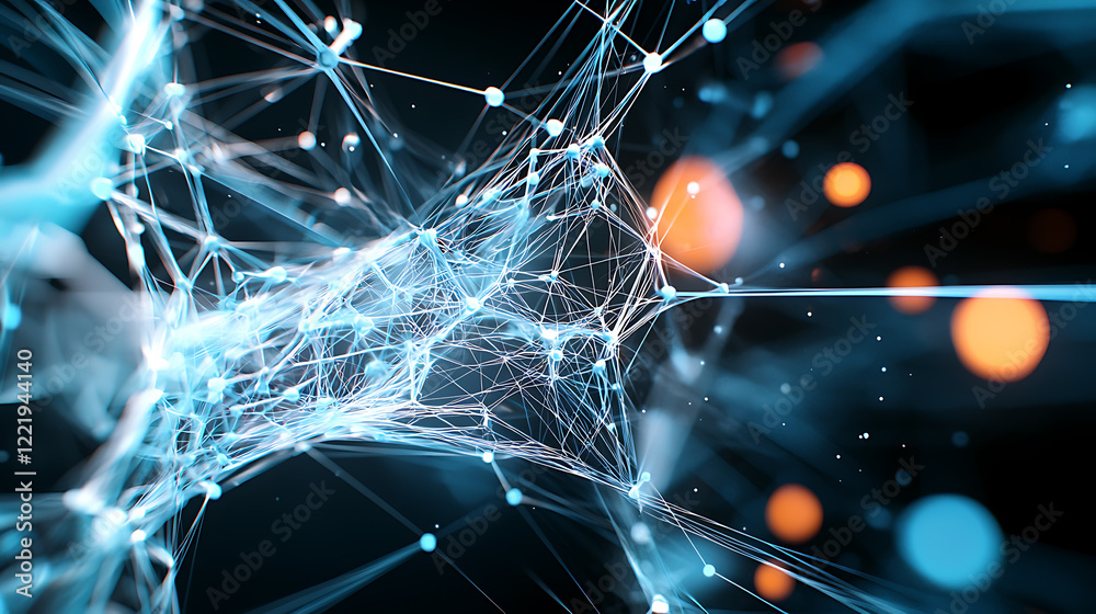 Poster dynamic neural network visualization in technology environment abstract data representation digital 