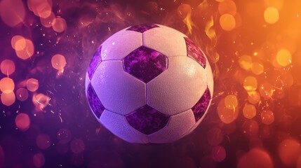 Naklejka premium Sparkling Soccer Ball In Fiery Abstract Background