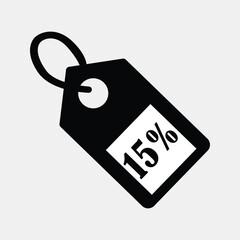 15% discount label, black discount label
