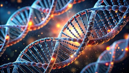 CRISPR Gene Editing: Digital DNA Strand Visualization, Scientific Illustration