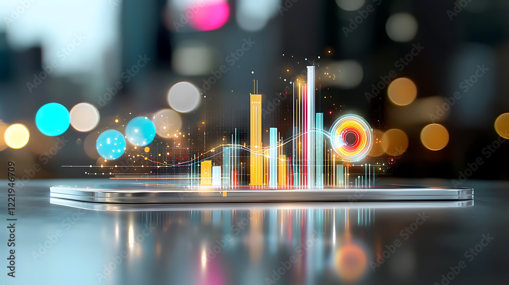 Poster dynamic data visualization urban setting digital graphics professional environment close-up view inn