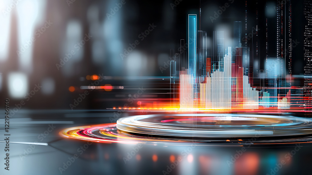 Poster dynamic data visualization and analytics insights modern office digital art futuristic environment c