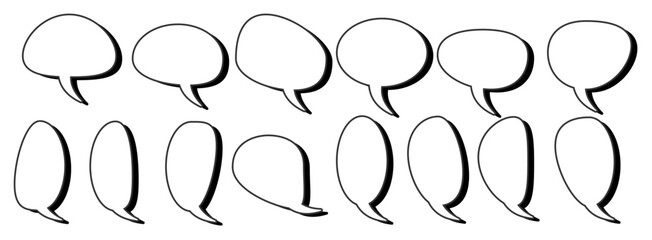 影あり　楕円形　吹き出しのセット