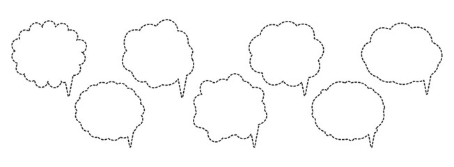 点線　雲形　吹き出しのセット