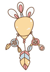 Boho Easter, Cute dreamcatcher with bunny ears and pastel colors, perfect for Easter decor
