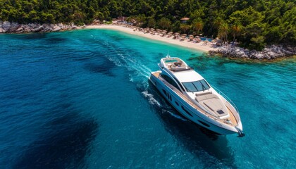 Fototapeta premium Private yatch sailing in a natural island with pristine water