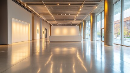 a contemporary art gallery with clean, open spaces and innovative lighting design.
