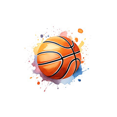 Vibrant Watercolor Basketball Design for Sports Fans