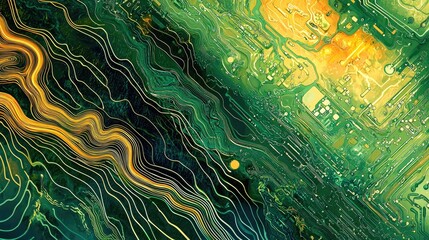 A creative interpretation of circuit connections in an organic and flowing style, merging nature and technology.