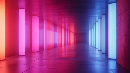 Neon Lights Corridor: A Futuristic Cyberpunk Dreamscape