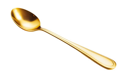 Golden Spoon Isolated on Transparent PNG Background.